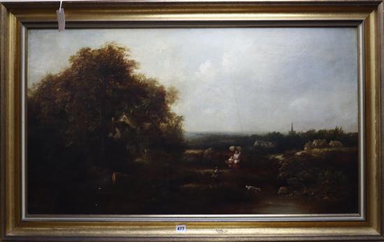 William George Meadows (1825-1901), oil on canvas, Children in an extensive landscape, 60 x 105cm